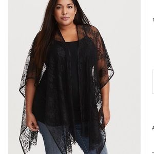 Torrid NWT Black sheer Lace Ruana